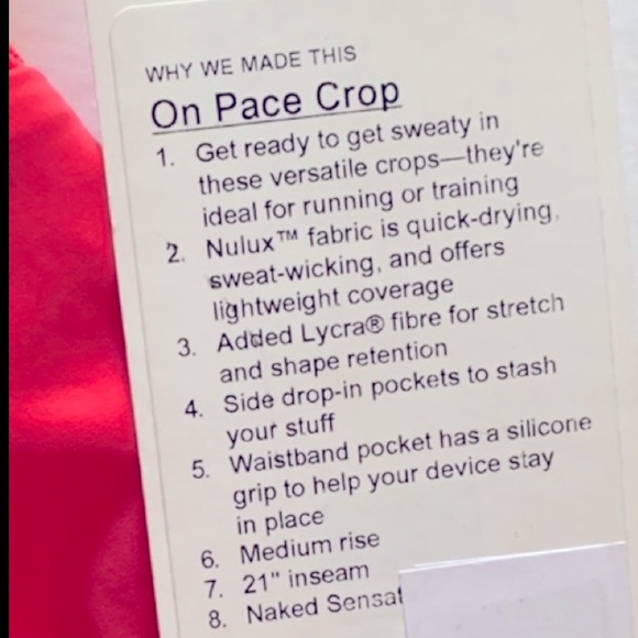 🆕 LULULEMON SZ.4 ON PACE CROPS NULUX™️ 21” BNWT (available in size 10 also) - Picture 14 of 14